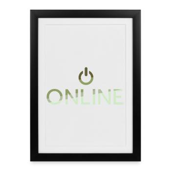 online lettering - On Button active - Framed poster (27 × 37 cm) - black - Front