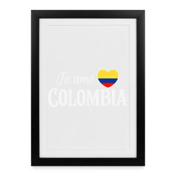 J’aime la Colombie, fierté colombienne - Affiche encadrée (27 × 37 cm) - noir - Devant