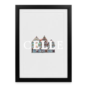 Celle, Lower Saxony, Half-timbered houses, Germany - Framed poster (27 × 37 cm) - black - Front