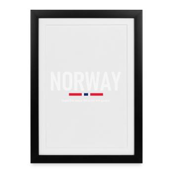 Norway - Norge - Norwegen - Flagge - Skandinavien - Gerahmtes Poster (27 × 37 cm) - Schwarz - Vorne