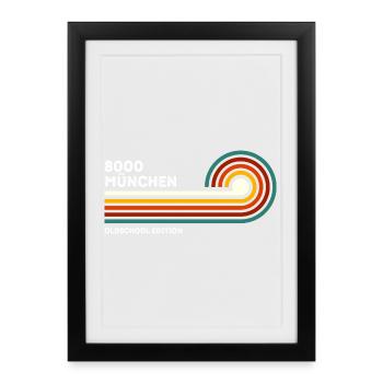 Munich Retro Shirt 8000 Postcode Souvenir Bavaria 70s - Framed poster (27 × 37 cm) - black - Front
