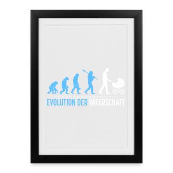 Werdender Vater EVOLUTION DER VATERSCHAFT Lustig - Gerahmtes Poster (27 × 37 cm) - Schwarz - Vorne