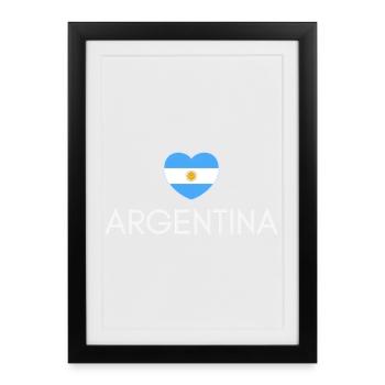 Herz mit argentinischer Flagge, ich liebe Argentinien - Gerahmtes Poster (27 × 37 cm) - Schwarz - Vorne