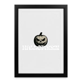 Conception de texte d’Halloween citrouille hantée - Affiche encadrée (27 × 37 cm) - noir - Devant