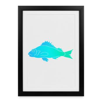 Fish with a serrated fin - Framed poster (27 × 37 cm) - black - Front
