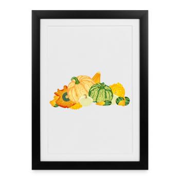 Pot-pourri de citrouille ornementale coloré – variété automnale - Affiche encadrée (27 × 37 cm) - noir - Devant