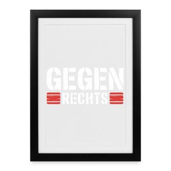 Contre la droite - Slogan drôle Antifa - Affiche encadrée (27 × 37 cm) - noir - Devant