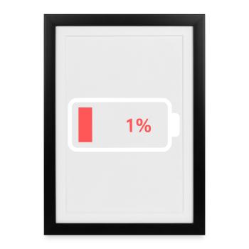 Leere Batterie Akku 1% Icon - Gerahmtes Poster (27 × 37 cm) - Schwarz - Vorne