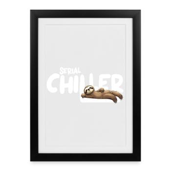 Sloth Serial Chiller – Funny Sloth Tee - Framed poster (27 × 37 cm) - black - Front