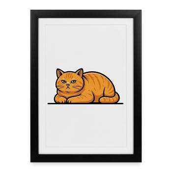 Vintage Red Cat Tabby Lying Quiet Portrait - Framed poster (27 × 37 cm) - black - Front
