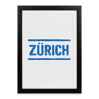 Zürich Schriftzug - Gerahmtes Poster (27 × 37 cm) - Schwarz - Vorne