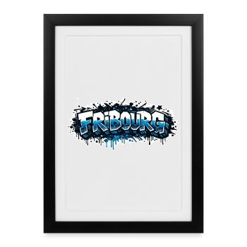 Fribourg Graffiti - Affiche encadrée (27 × 37 cm) - noir - Devant