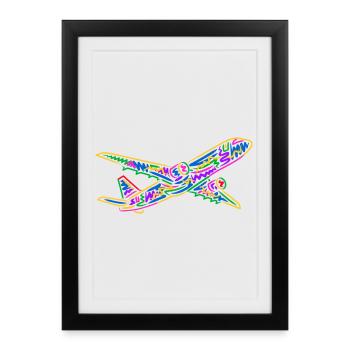 Pilote d’avion coloré Enfants Hommes Garçons Pilote - Affiche encadrée (27 × 37 cm) - noir - Devant