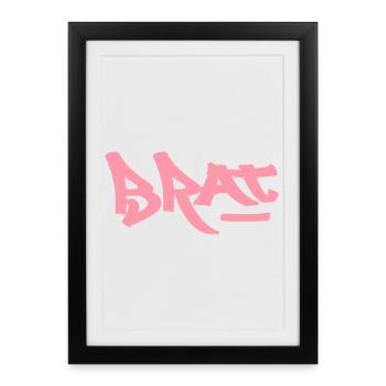 Pink Brat logo text as graffiti - Framed poster (27 × 37 cm) - black - Front