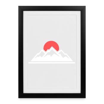 Mountains Sun Hiking Outdoor Alpine Club - Framed poster (27 × 37 cm) - black - Front