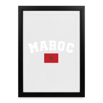Maroc drapeau L'Équipe du Maroc - Affiche encadrée (27 × 37 cm) - noir - Devant