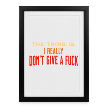 Zero Fucks Quote - Affiche encadrée (27 × 37 cm) - noir - Devant