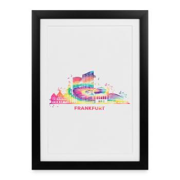 Skyline de Francfort Paysage urbain coloré Francfort - Affiche encadrée (27 × 37 cm) - noir - Devant