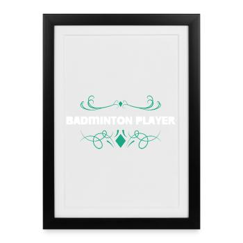 Badminton Player Ornament Design - Framed poster (27 × 37 cm) - black - Front