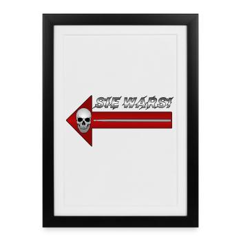 Skull Pfeil Parodie Design Sie wars - Gerahmtes Poster (27 × 37 cm) - Schwarz - Vorne