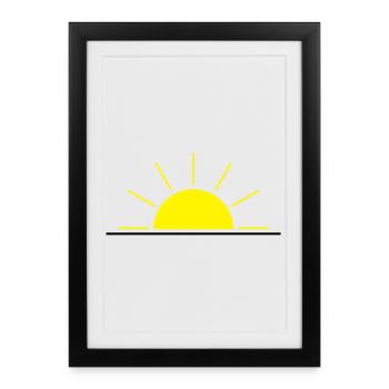 Soleil levant ou couchant jaune - Affiche encadrée (27 × 37 cm) - noir - Devant