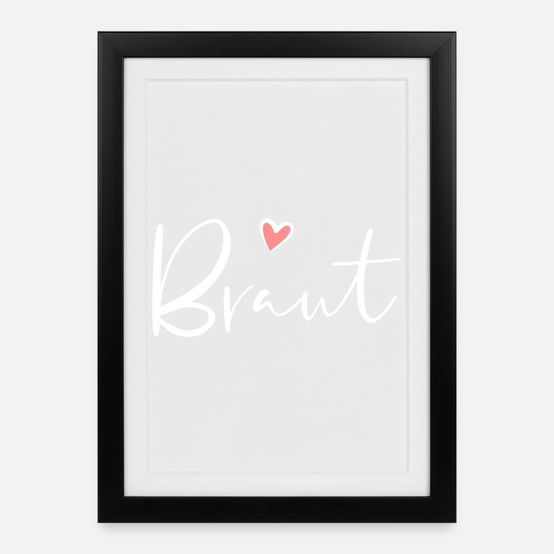 Braut Herz Junggesellinnenabschied Geschenk - Gerahmtes Poster (27 × 37 cm) - Schwarz