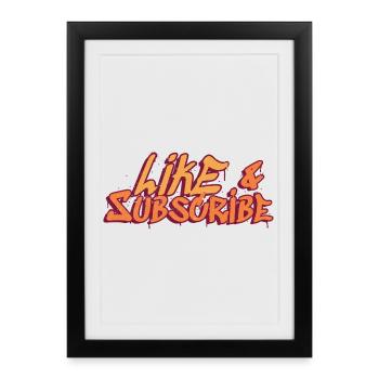Like &Subscribe Graffiti Style - Affiche encadrée (27 × 37 cm) - noir - Devant