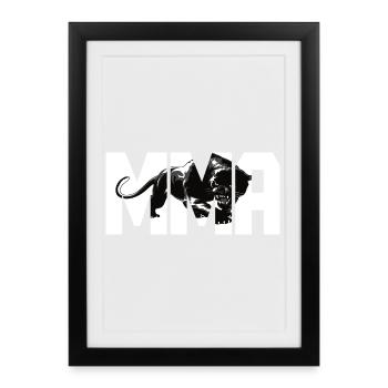 Design MMA avec un gros chat - Affiche encadrée (27 × 37 cm) - noir - Devant