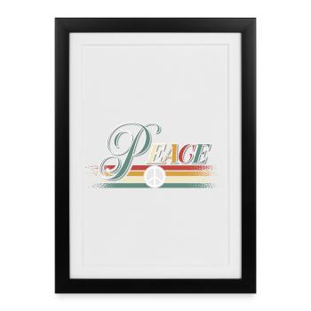 Paix Paix Liberté Pas de guerre Signe de paix - Affiche encadrée (27 × 37 cm) - noir - Devant