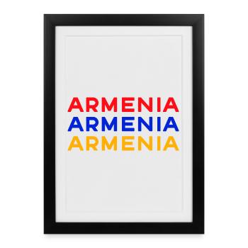 Drapeau de lettrage de l’Arménie - Affiche encadrée (27 × 37 cm) - noir - Devant