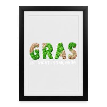 Gras Ist Nicht Immer Grün - Gerahmtes Poster (27 × 37 cm) - Schwarz - Vorne