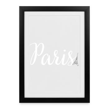 Paris Script with Eiffel Silhouette - Framed poster (27 × 37 cm) - black - Front