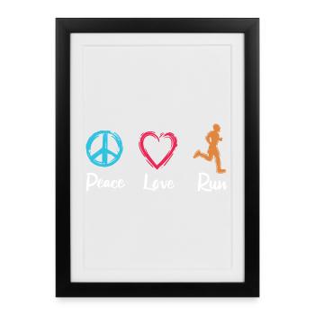Peace Love Running - Affiche encadrée (27 × 37 cm) - noir - Devant