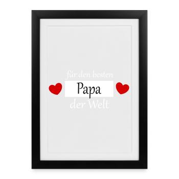 Fête des pères 2026 cadeau Papa Papa Meilleur Papa Jamais - Affiche encadrée (27 × 37 cm) - noir - Devant