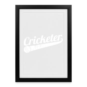 Drôle de joueur de cricket - Affiche encadrée (27 × 37 cm) - noir - Devant