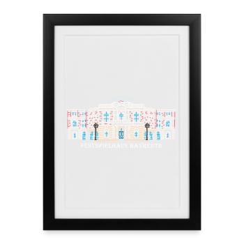 Iconic Festspielhaus Bayreuth, Bavière - Affiche encadrée (27 × 37 cm) - noir - Devant