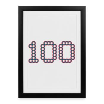 100. 100 YEARS. 100th ANNIVERSARY. BIRTHDAY 100 - Framed poster (27 × 37 cm) - black - Front