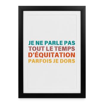 je ne parle pas que d equitation Retro - Affiche encadrée (27 × 37 cm) - noir - Devant