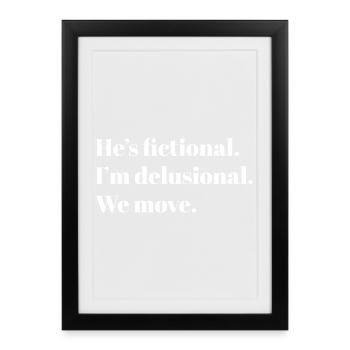 Il est fictif. – BookTok Meme Design - blanc - Affiche encadrée (27 × 37 cm) - noir - Devant