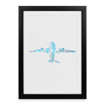Passenger plane with cloud pattern - Framed poster (27 × 37 cm) - black - Front