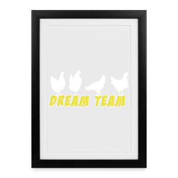 Chicken Design Adventure, Dream Team - Framed poster (27 × 37 cm) - black - Front
