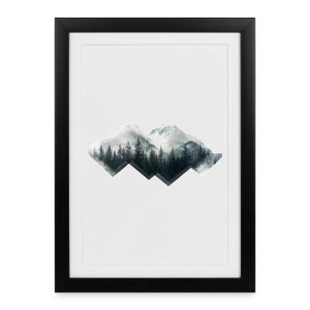 Wald Berge Natur - Gerahmtes Poster (27 × 37 cm) - Schwarz - Vorne
