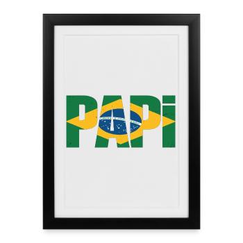 Drapeau Daddy Brésil – Cadeau pour les pères - Affiche encadrée (27 × 37 cm) - noir - Devant