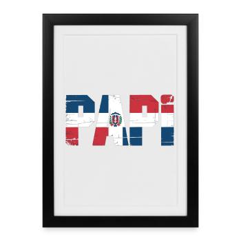 Papa Drapeau Dominicain – Papa Fier de la - Affiche encadrée (27 × 37 cm) - noir - Devant