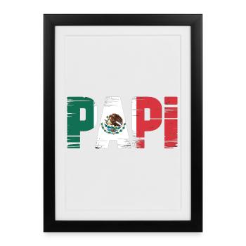 Drapeau Daddy Mexico – Père fier dans le style latino - Affiche encadrée (27 × 37 cm) - noir - Devant