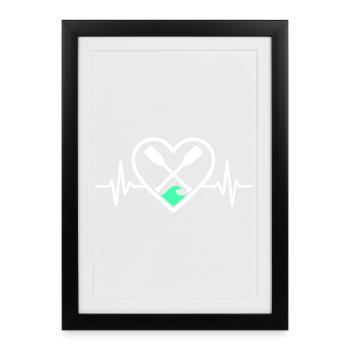 Canoe Kayak Heart Paddles Wave Sport Nature - Framed poster (27 × 37 cm) - black - Front