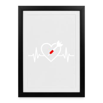 Cœur Fléchettes – Passion Précision - Affiche encadrée (27 × 37 cm) - noir - Devant
