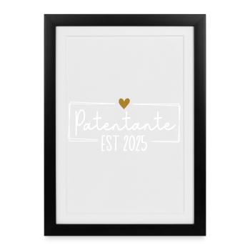 Meilleur cadeau marraine 2025 - Affiche encadrée (27 × 37 cm) - noir - Devant