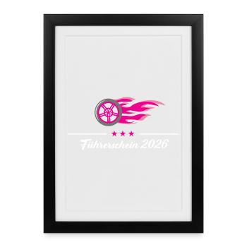 Driver's license 2026 driver's license passed exam - Framed poster (27 × 37 cm) - black - Front