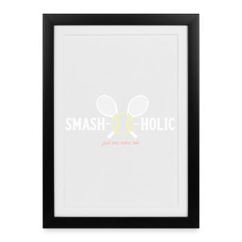 Sweat à capuche Tennis SMASH-o-holic, casquette, haut - Affiche encadrée (27 × 37 cm) - noir - Devant